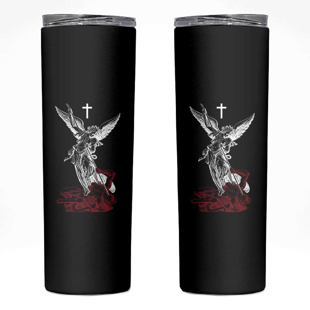 Saint Michael The Archangel Defeating Satan Skinny Tumbler