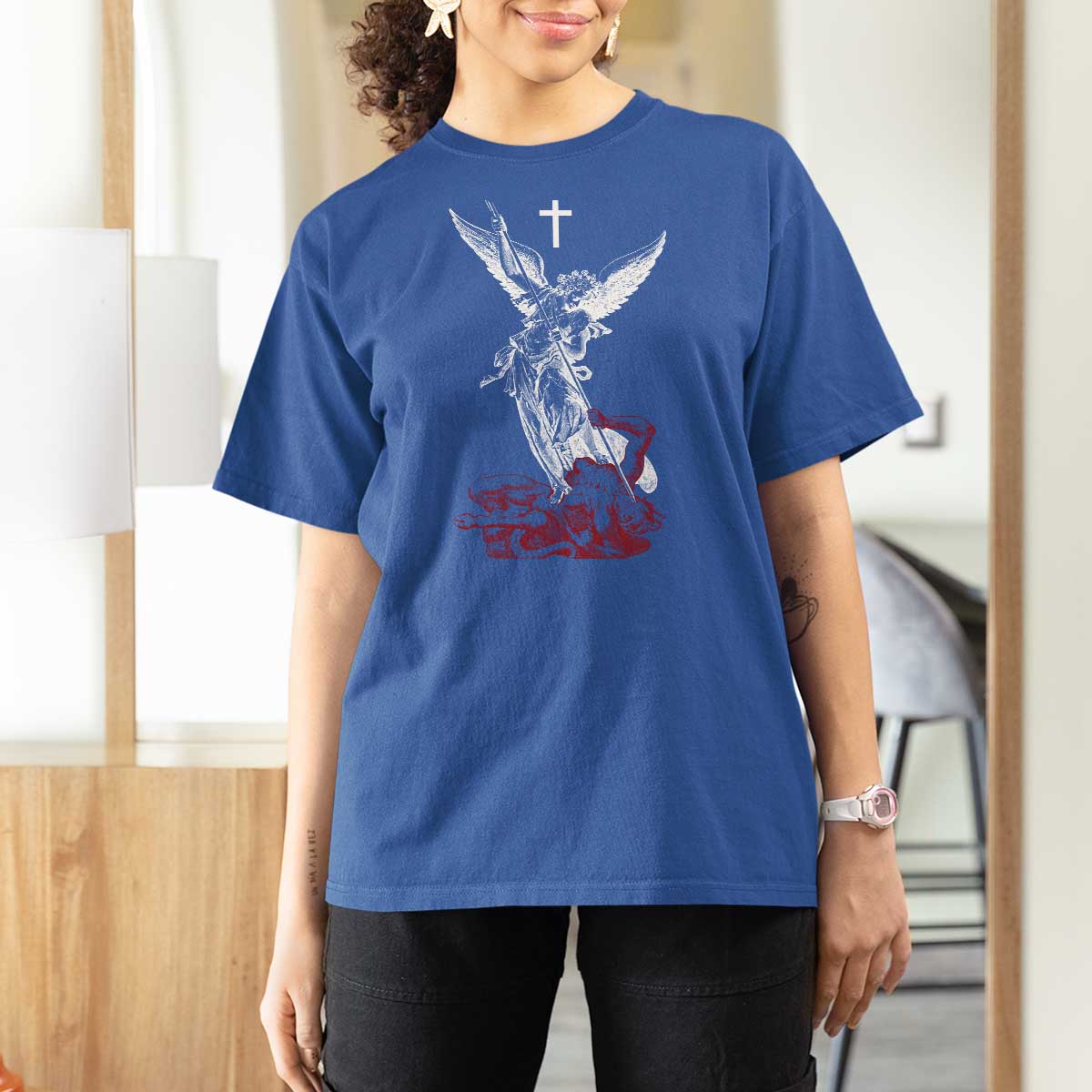 Saint Michael The Archangel Defeating Satan T Shirt For Women