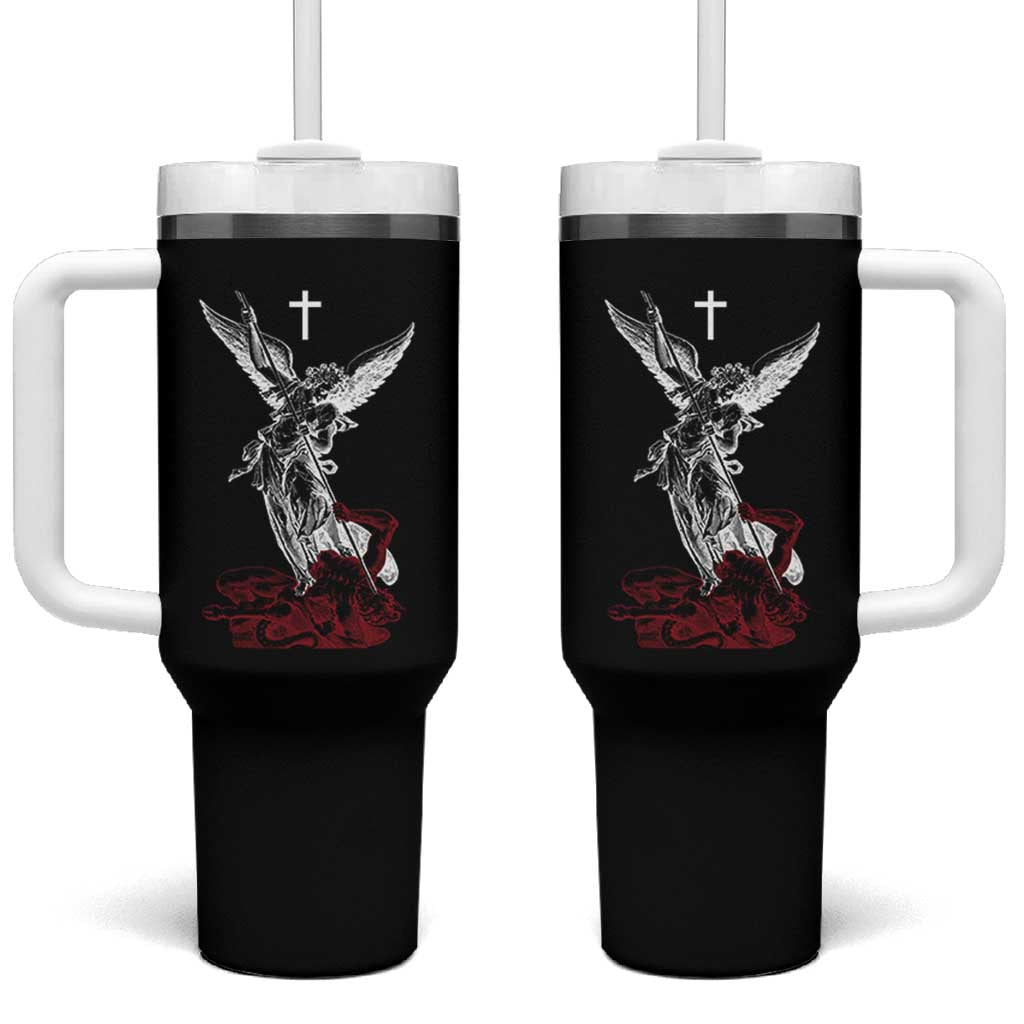 Saint Michael The Archangel Defeating Satan Tumbler With Handle