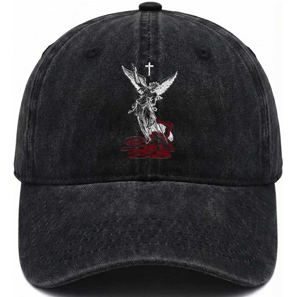 Saint Michael The Archangel Defeating Satan Washed Cotton Baseball Cap