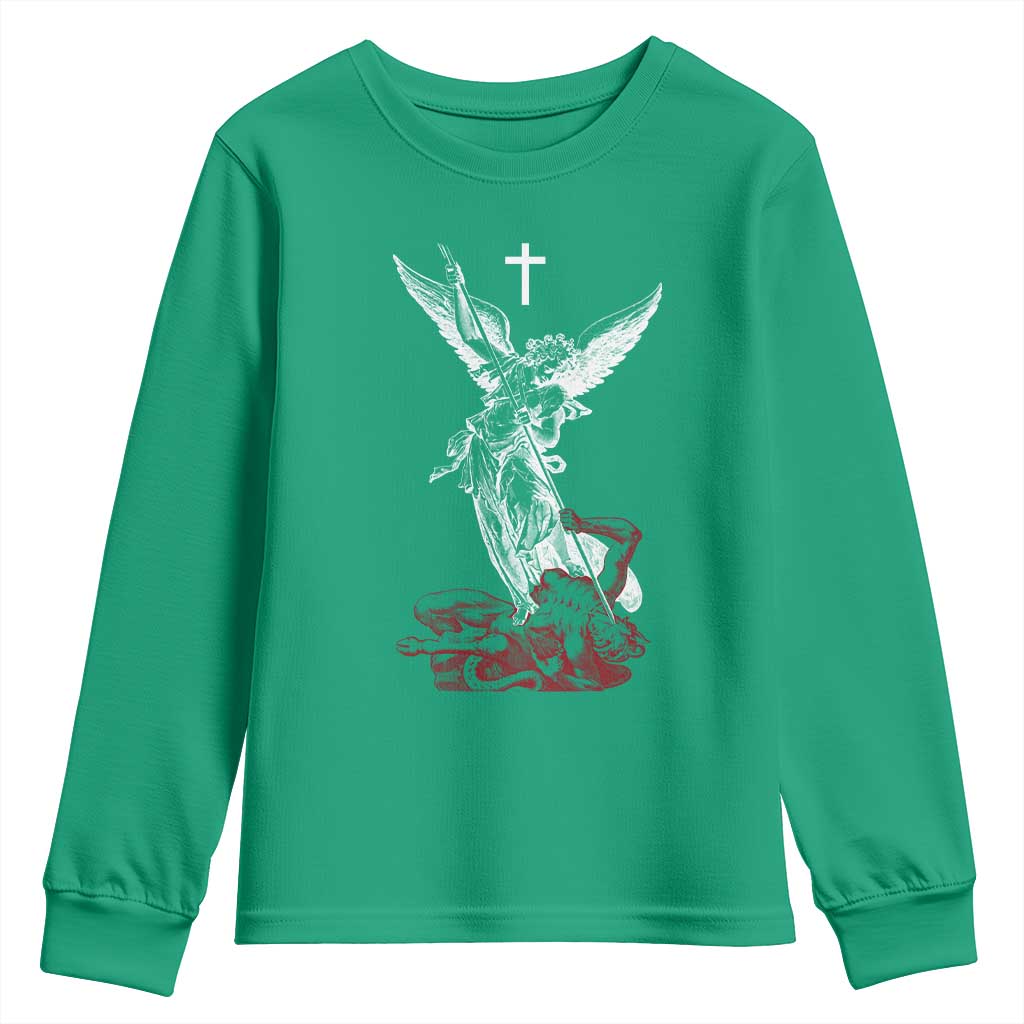 Saint Michael The Archangel Defeating Satan Youth Sweatshirt