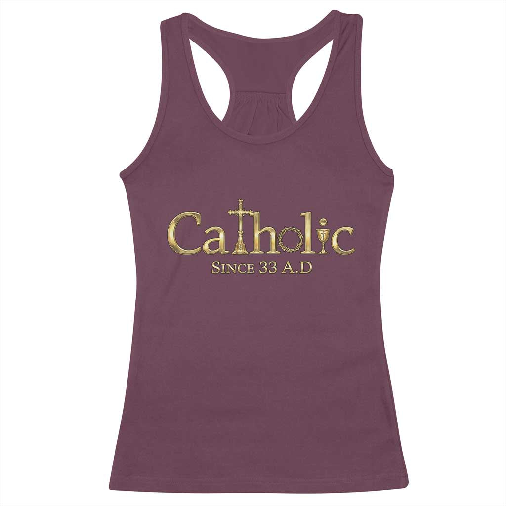 Catholic Since 33 AD Racerback Tank Top Christianity Crucifix Jesus Eucharist