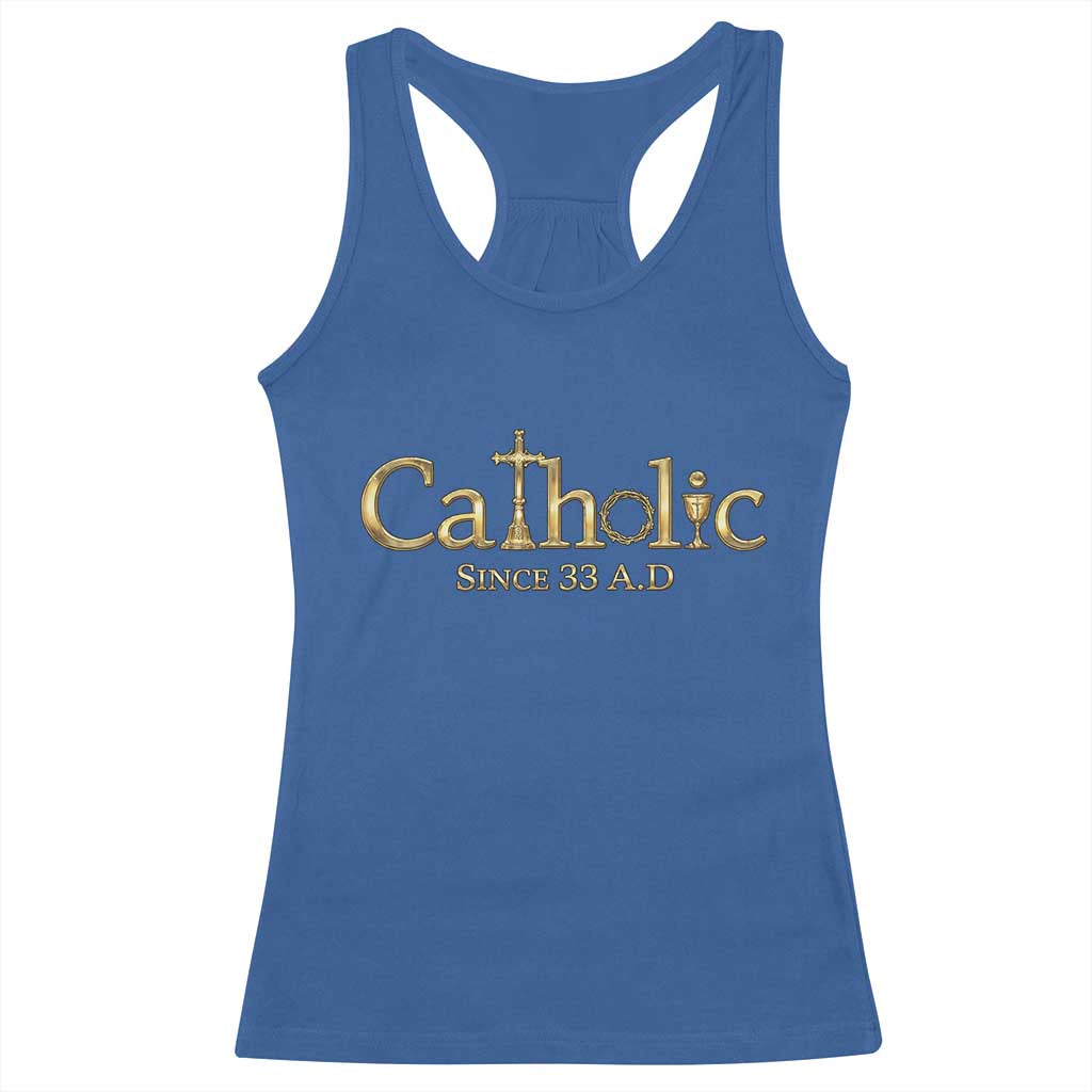 Catholic Since 33 AD Racerback Tank Top Christianity Crucifix Jesus Eucharist