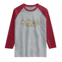Catholic Since 33 AD Raglan Shirt Christianity Crucifix Jesus Eucharist