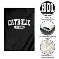 Catholic Since 33 AD Garden Flag Vintage Varsity Crucifix Jesus Eucharist Christianity