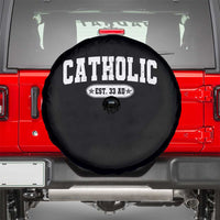 Catholic Since 33 AD Spare Tire Cover Vintage Varsity Crucifix Jesus Eucharist Christianity