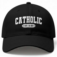 Catholic Since 33 AD Baseball Cap Vintage Varsity Crucifix Jesus Eucharist Christianity