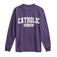 Catholic Since 33 AD Long Sleeve Shirt Vintage Varsity Crucifix Jesus Eucharist Christianity