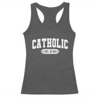 Catholic Since 33 AD Racerback Tank Top Vintage Varsity Crucifix Jesus Eucharist Christianity