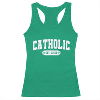 Catholic Since 33 AD Racerback Tank Top Vintage Varsity Crucifix Jesus Eucharist Christianity