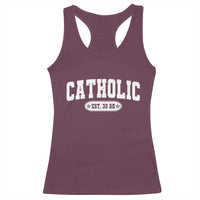 Catholic Since 33 AD Racerback Tank Top Vintage Varsity Crucifix Jesus Eucharist Christianity