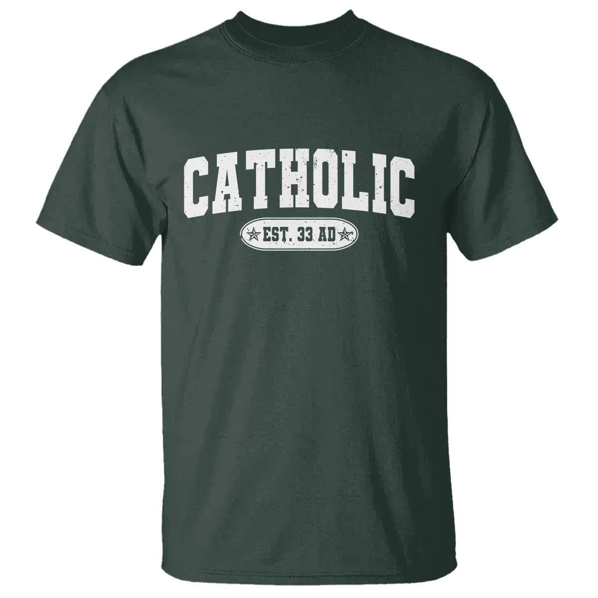 Catholic Since 33 AD T Shirt Vintage Varsity Crucifix Jesus Eucharist Christianity