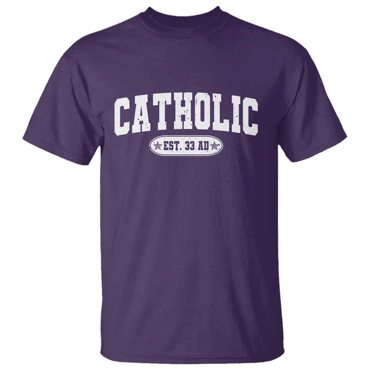 Catholic Since 33 AD T Shirt Vintage Varsity Crucifix Jesus Eucharist Christianity