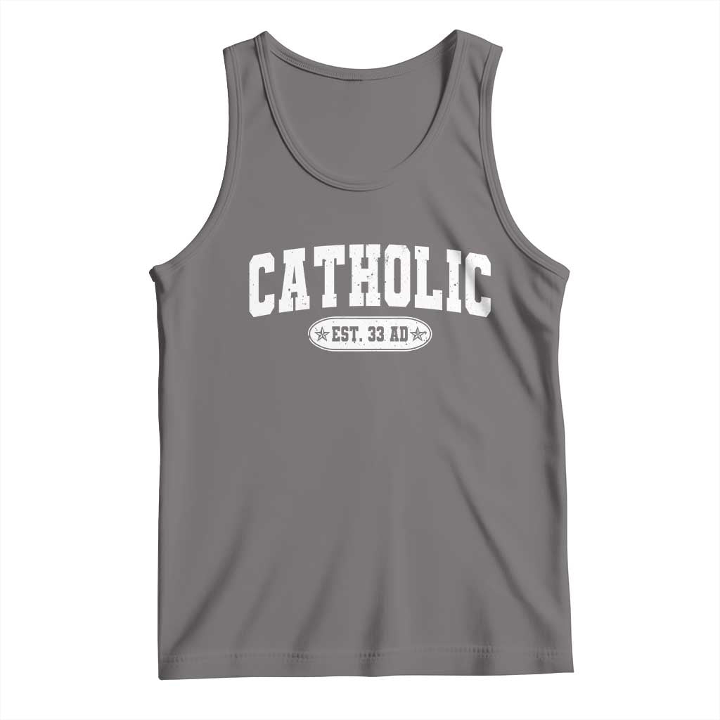 Catholic Since 33 AD Tank Top Vintage Varsity Crucifix Jesus Eucharist Christianity