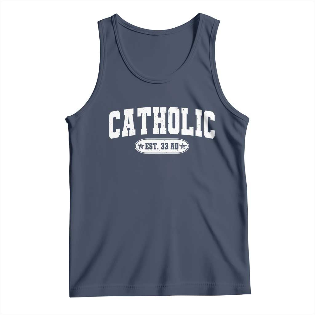 Catholic Since 33 AD Tank Top Vintage Varsity Crucifix Jesus Eucharist Christianity