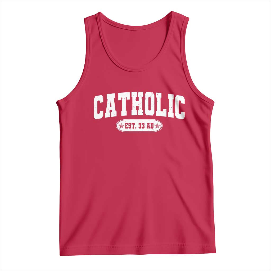 Catholic Since 33 AD Tank Top Vintage Varsity Crucifix Jesus Eucharist Christianity