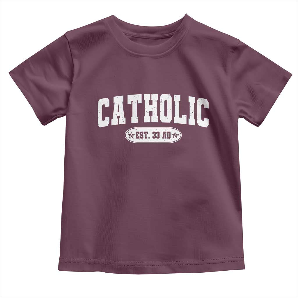 Catholic Since 33 AD Toddler T Shirt Vintage Varsity Crucifix Jesus Eucharist Christianity