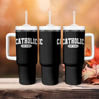 Catholic Since 33 AD Tumbler With Handle Vintage Varsity Crucifix Jesus Eucharist Christianity
