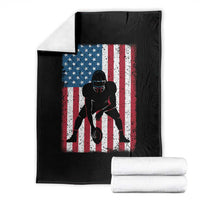 American Flag Football Throw Blanket Cool Distressed Vintage Patriotic Football Player - Wonder Print Shop