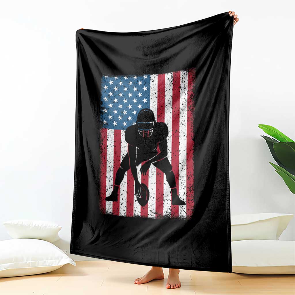 American Flag Football Throw Blanket Cool Distressed Vintage Patriotic Football Player - Wonder Print Shop