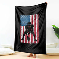 American Flag Football Throw Blanket Cool Distressed Vintage Patriotic Football Player - Wonder Print Shop