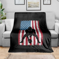 American Flag Football Throw Blanket Cool Distressed Vintage Patriotic Football Player - Wonder Print Shop