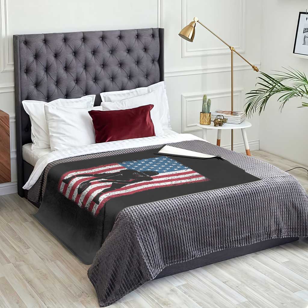 American Flag Football Throw Blanket Cool Distressed Vintage Patriotic Football Player - Wonder Print Shop