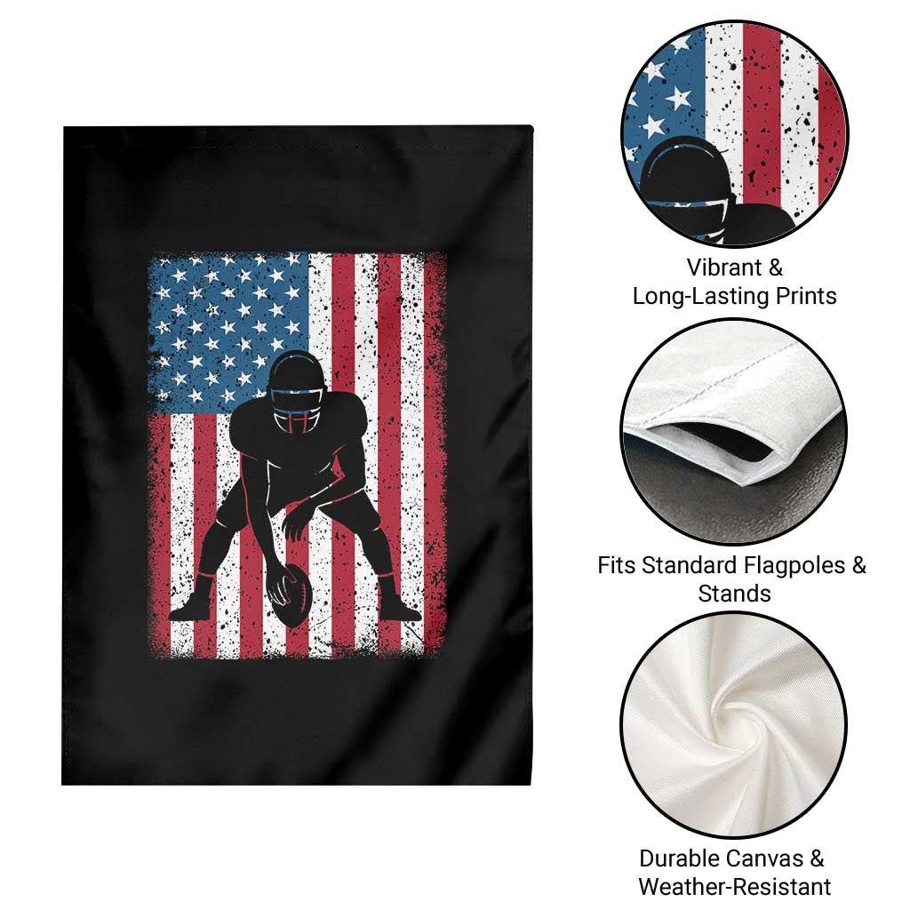 American Flag Football Garden Flag Cool Distressed Vintage Patriotic Football Player - Wonder Print Shop