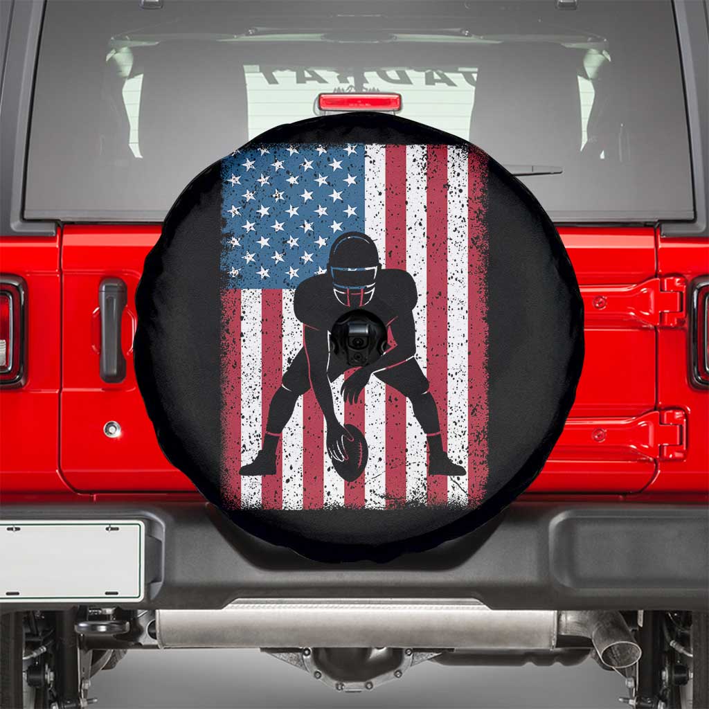 American Flag Football Spare Tire Cover Cool Distressed Vintage Patriotic Football Player - Wonder Print Shop