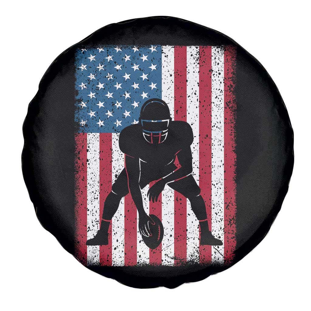 American Flag Football Spare Tire Cover Cool Distressed Vintage Patriotic Football Player - Wonder Print Shop