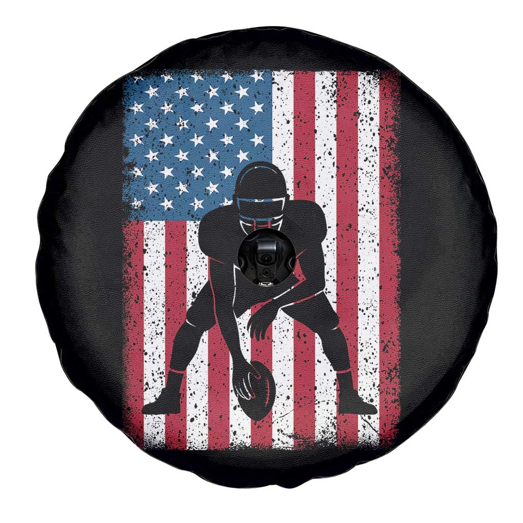 American Flag Football Spare Tire Cover Cool Distressed Vintage Patriotic Football Player - Wonder Print Shop