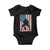 American Flag Football Baby Onesie Cool Distressed Vintage Patriotic Football Player - Wonder Print Shop