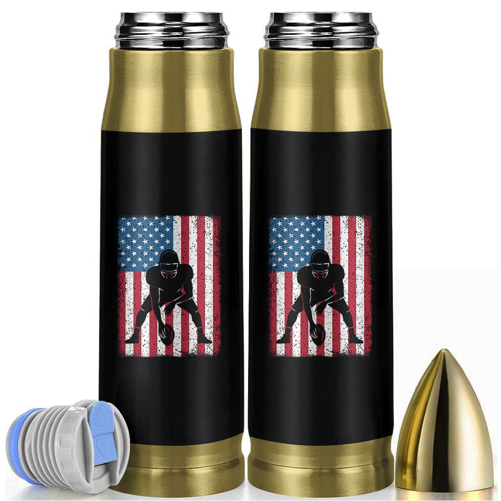 American Flag Football Bullet Tumbler Cool Distressed Vintage Patriotic Football Player - Wonder Print Shop