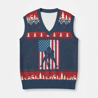 American Flag Football V-Neck Knit Sweater Vest Cool Distressed Vintage Patriotic Football Player - Wonder Print Shop