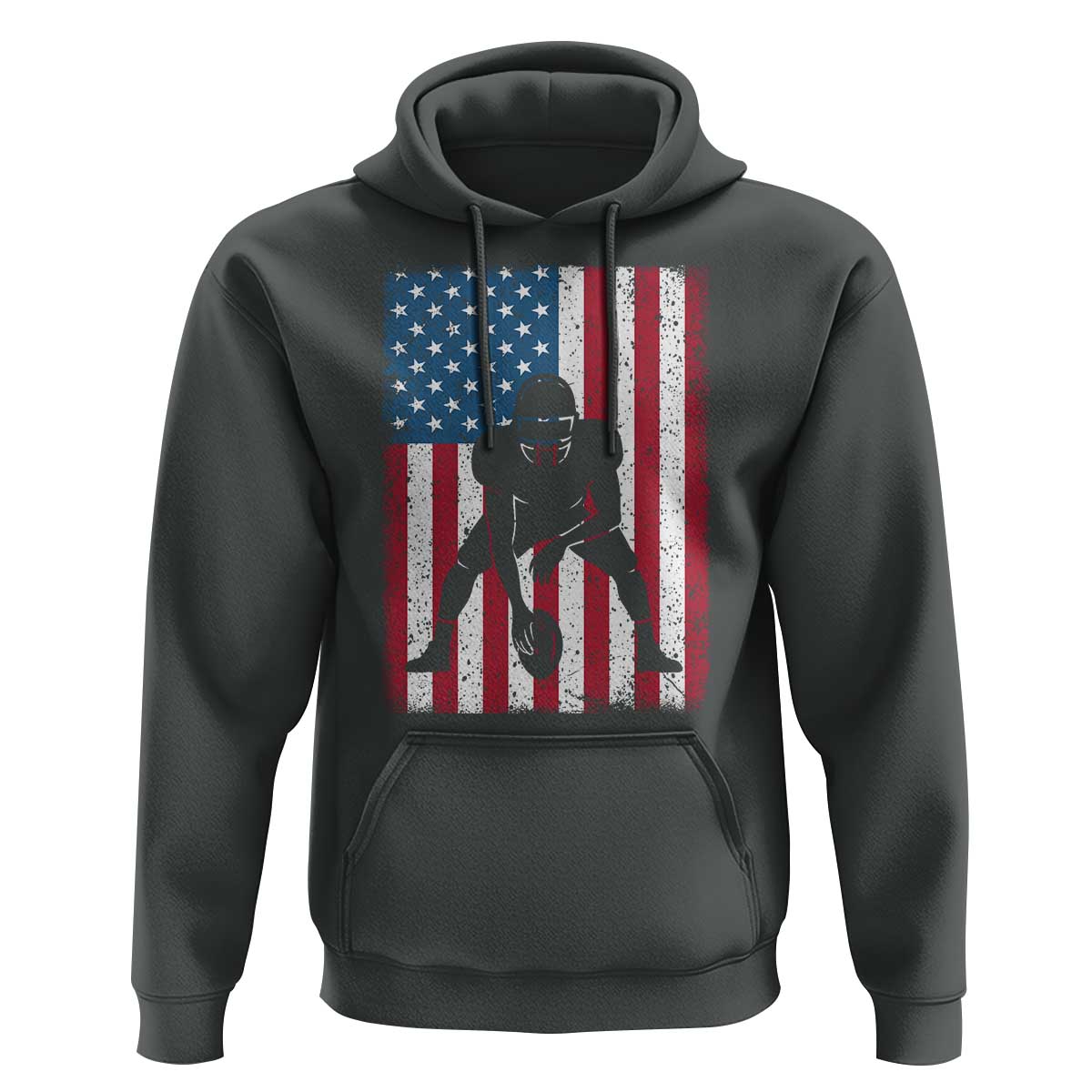 American Flag Football Hoodie Cool Distressed Vintage Patriotic Football Player - Wonder Print Shop