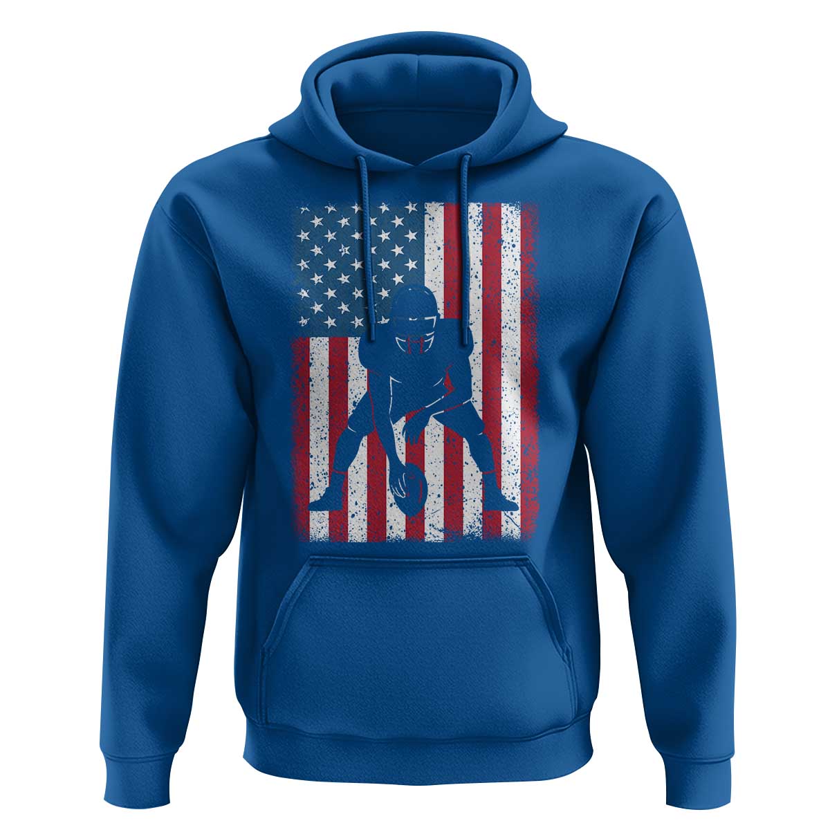 American Flag Football Hoodie Cool Distressed Vintage Patriotic Football Player - Wonder Print Shop