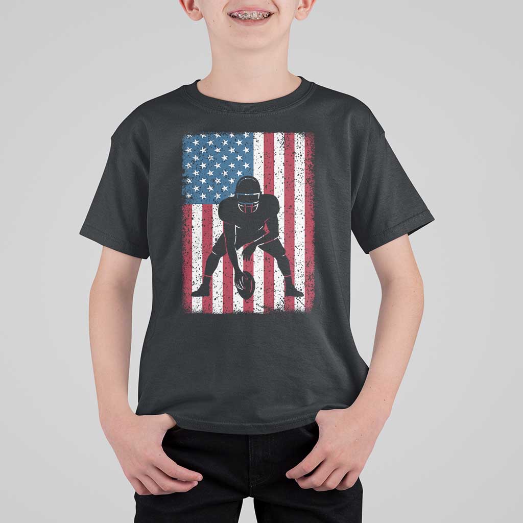 American Flag Football T Shirt For Kid Cool Distressed Vintage Patriotic Football Player - Wonder Print Shop