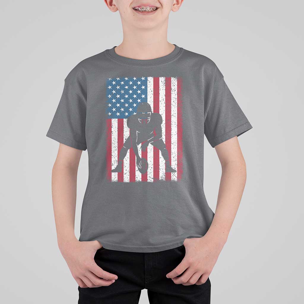 American Flag Football T Shirt For Kid Cool Distressed Vintage Patriotic Football Player - Wonder Print Shop