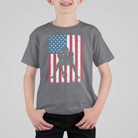 American Flag Football T Shirt For Kid Cool Distressed Vintage Patriotic Football Player - Wonder Print Shop