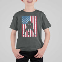 American Flag Football T Shirt For Kid Cool Distressed Vintage Patriotic Football Player - Wonder Print Shop