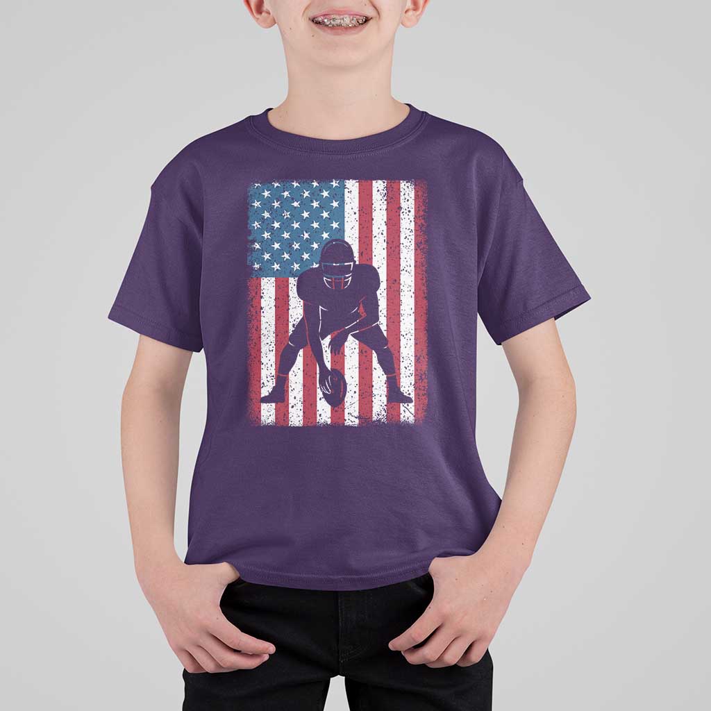 American Flag Football T Shirt For Kid Cool Distressed Vintage Patriotic Football Player - Wonder Print Shop