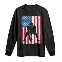 American Flag Football Long Sleeve Shirt Cool Distressed Vintage Patriotic Football Player - Wonder Print Shop