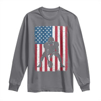 American Flag Football Long Sleeve Shirt Cool Distressed Vintage Patriotic Football Player - Wonder Print Shop