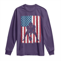 American Flag Football Long Sleeve Shirt Cool Distressed Vintage Patriotic Football Player - Wonder Print Shop