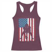 American Flag Football Racerback Tank Top Cool Distressed Vintage Patriotic Football Player - Wonder Print Shop