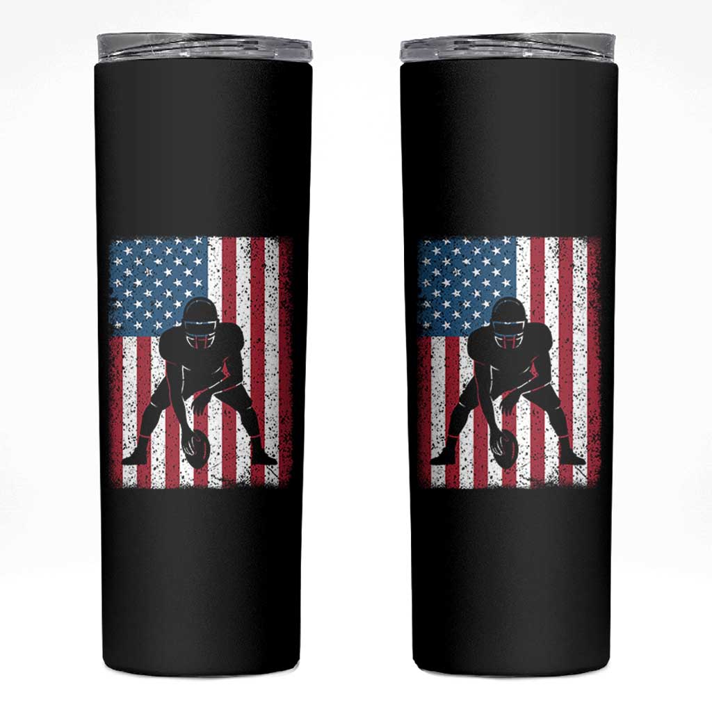 American Flag Football Skinny Tumbler Cool Distressed Vintage Patriotic Football Player - Wonder Print Shop