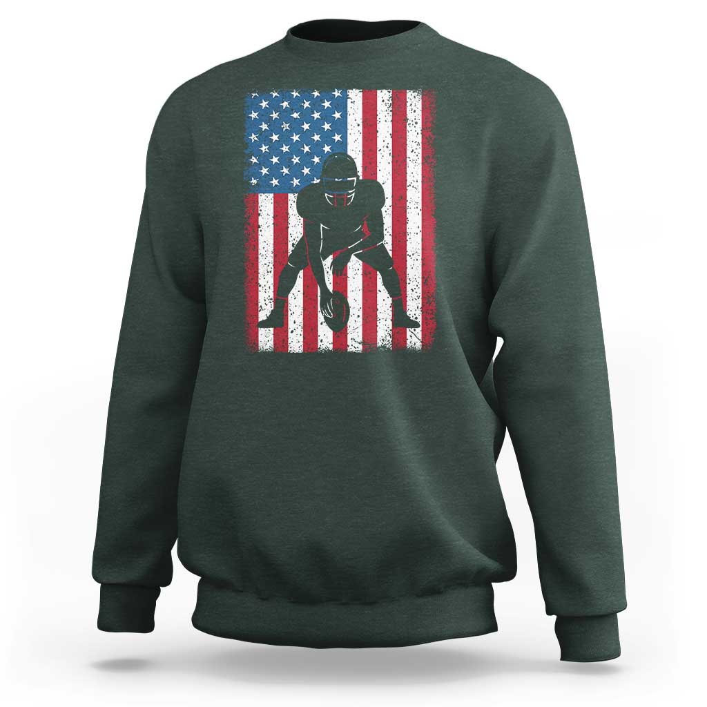 American Flag Football Sweatshirt Cool Distressed Vintage Patriotic Football Player - Wonder Print Shop