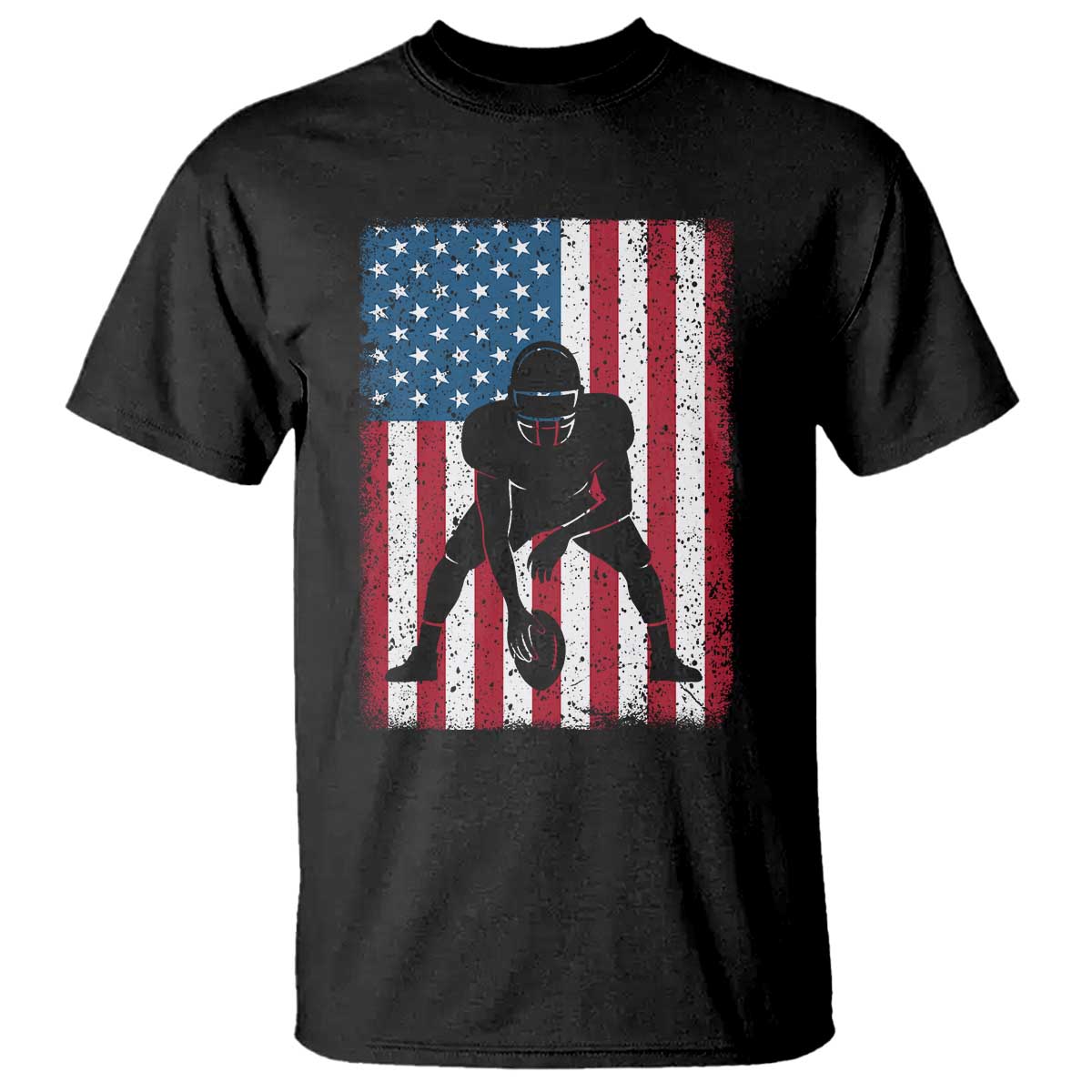 American Flag Football T Shirt Cool Distressed Vintage Patriotic Football Player - Wonder Print Shop