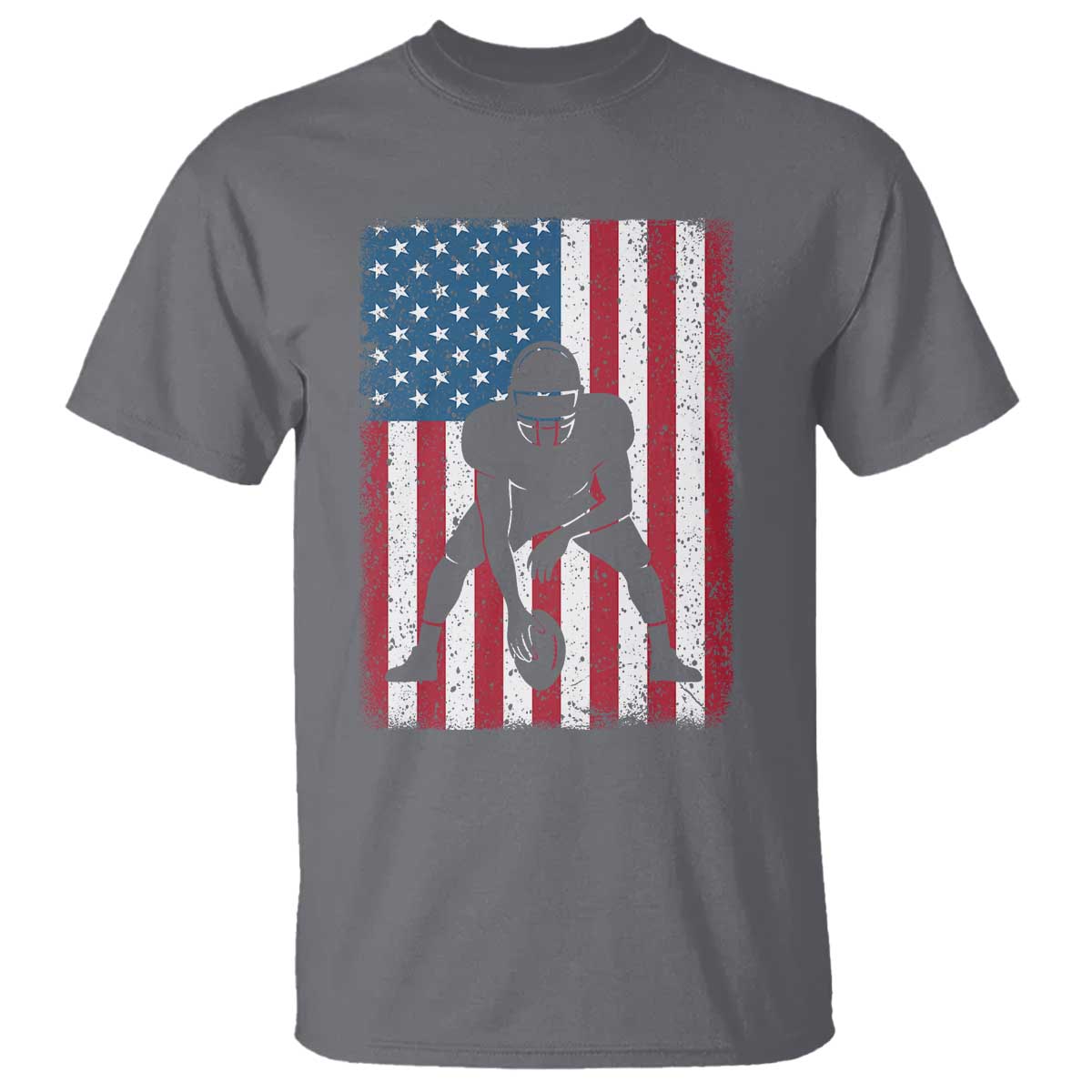 American Flag Football T Shirt Cool Distressed Vintage Patriotic Football Player - Wonder Print Shop