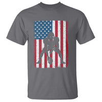 American Flag Football T Shirt Cool Distressed Vintage Patriotic Football Player - Wonder Print Shop